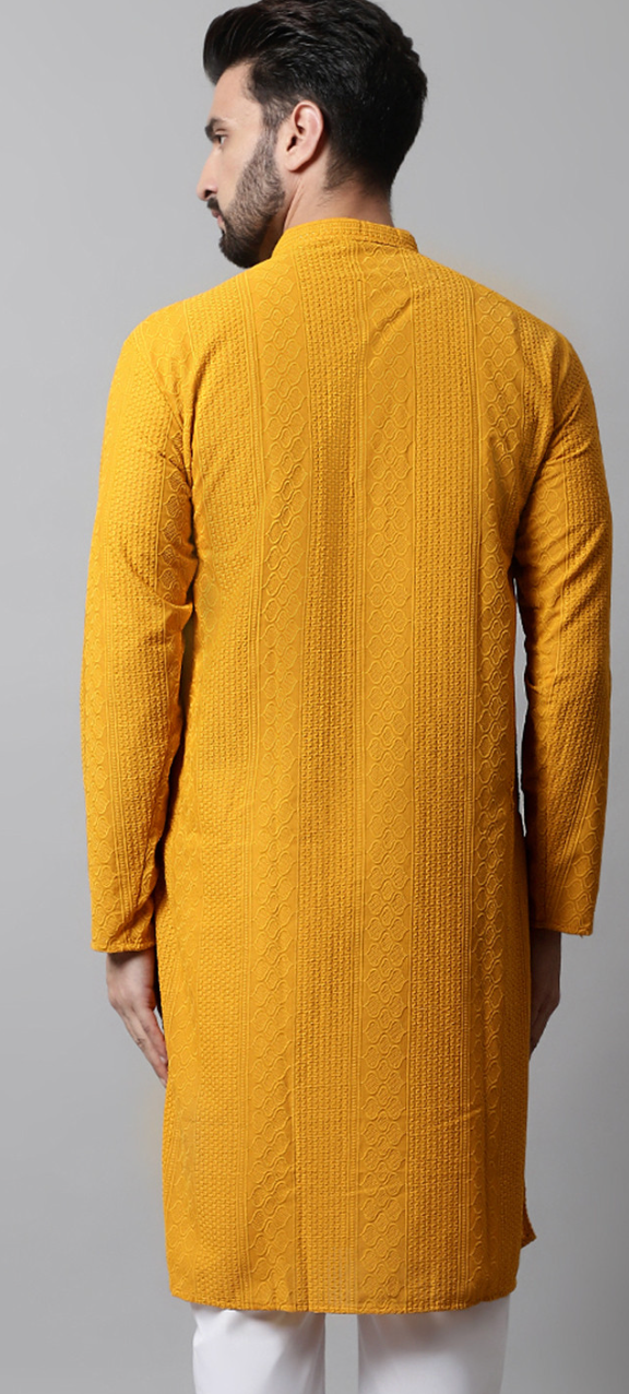 Men’s Grey & Silver Geometric Embroidered Sequinned Pure Cotton Straight Kurta - Rajvari