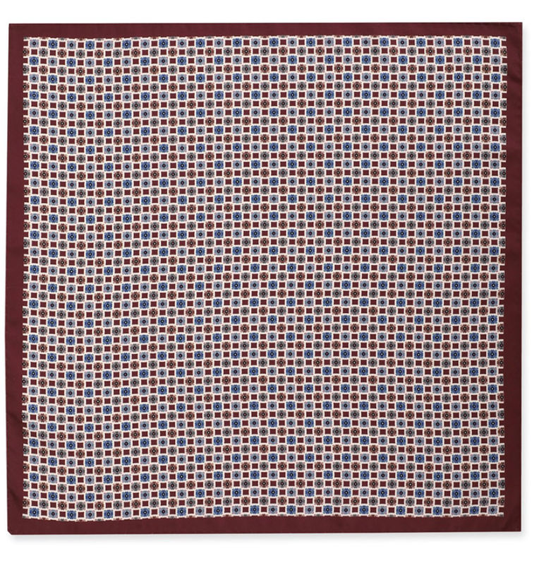 Men’s Cream & Red Printed Pocket Square – Microfiber Suit & Blazer Accessory - Rajvari