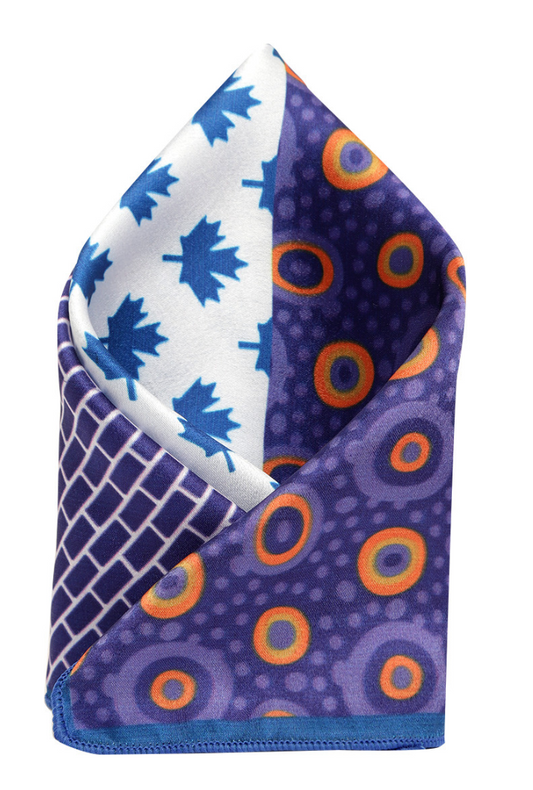 Men’s Blue & White Printed Satin Pocket Square – Formal Suit & Blazer Accessory - Rajvari