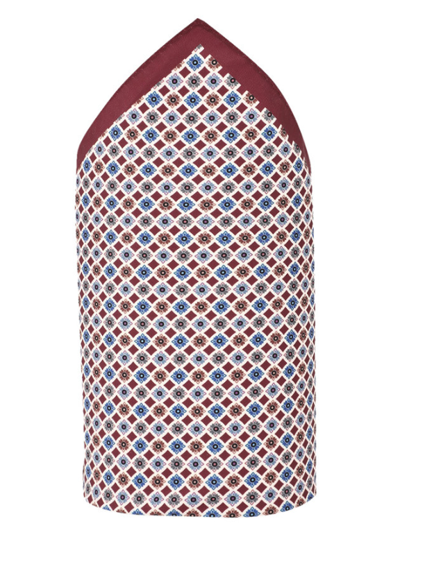 Men’s Cream & Red Printed Pocket Square – Microfiber Suit & Blazer Accessory - Rajvari