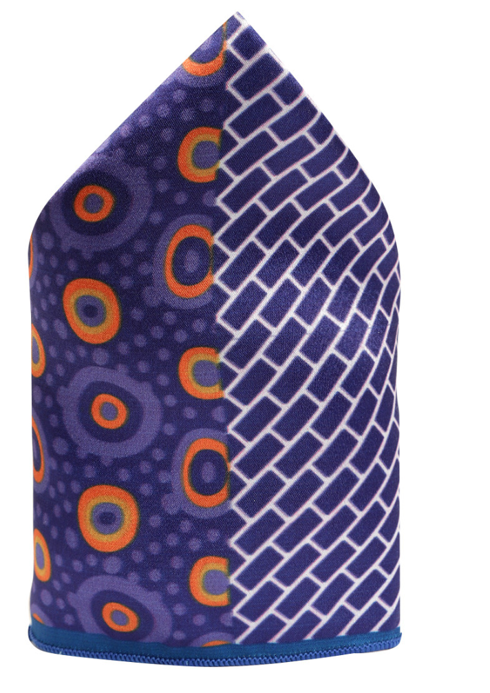 Men’s Blue & White Printed Satin Pocket Square – Formal Suit & Blazer Accessory - Rajvari
