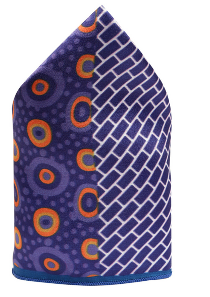 Men’s Blue & White Printed Satin Pocket Square – Formal Suit & Blazer Accessory - Rajvari