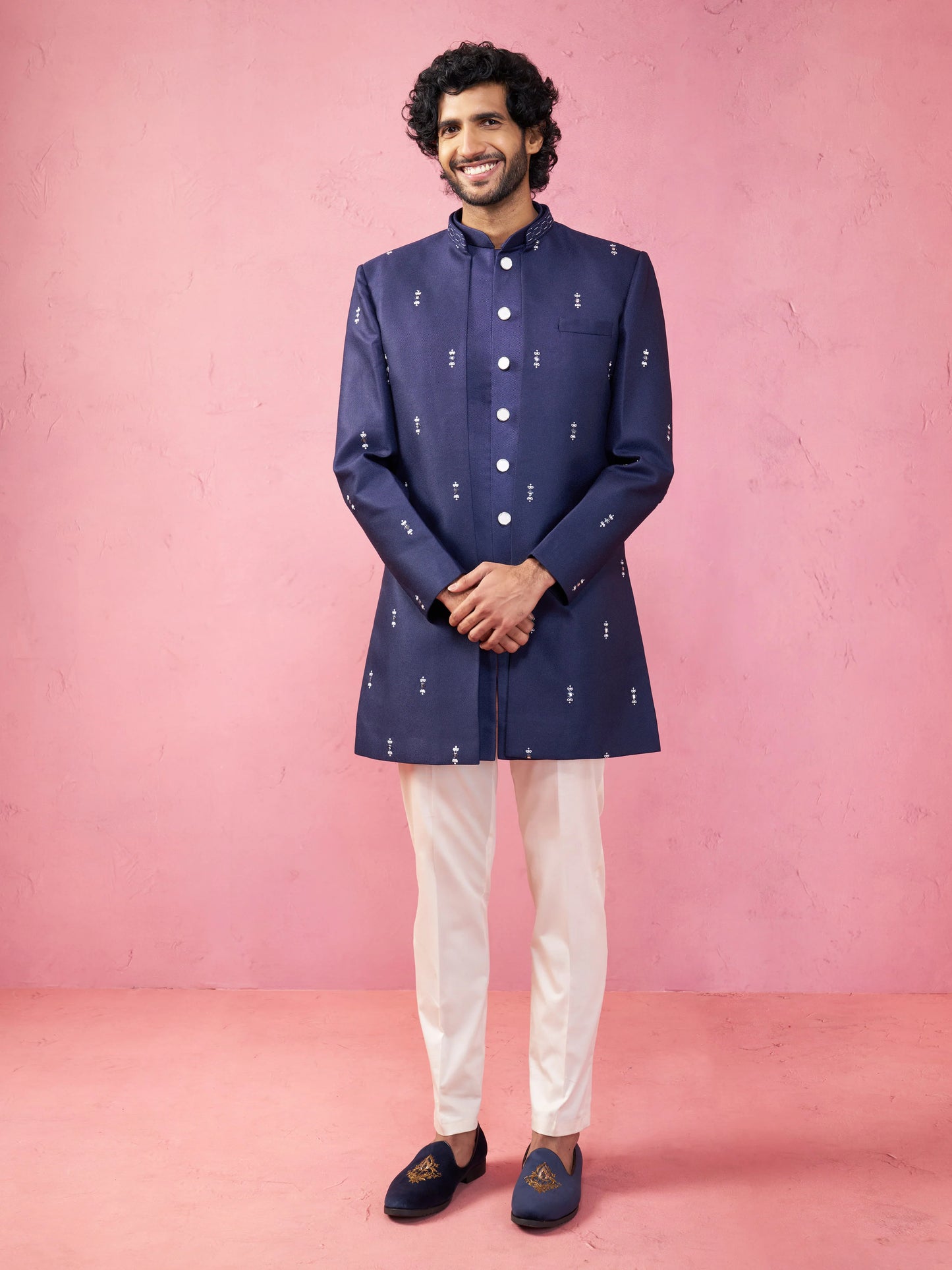 Men’s Embroidered Indo-Western Coat with Kurta & Pyjama Set – Wedding & Festive Traditional Outfit - Rajvari
