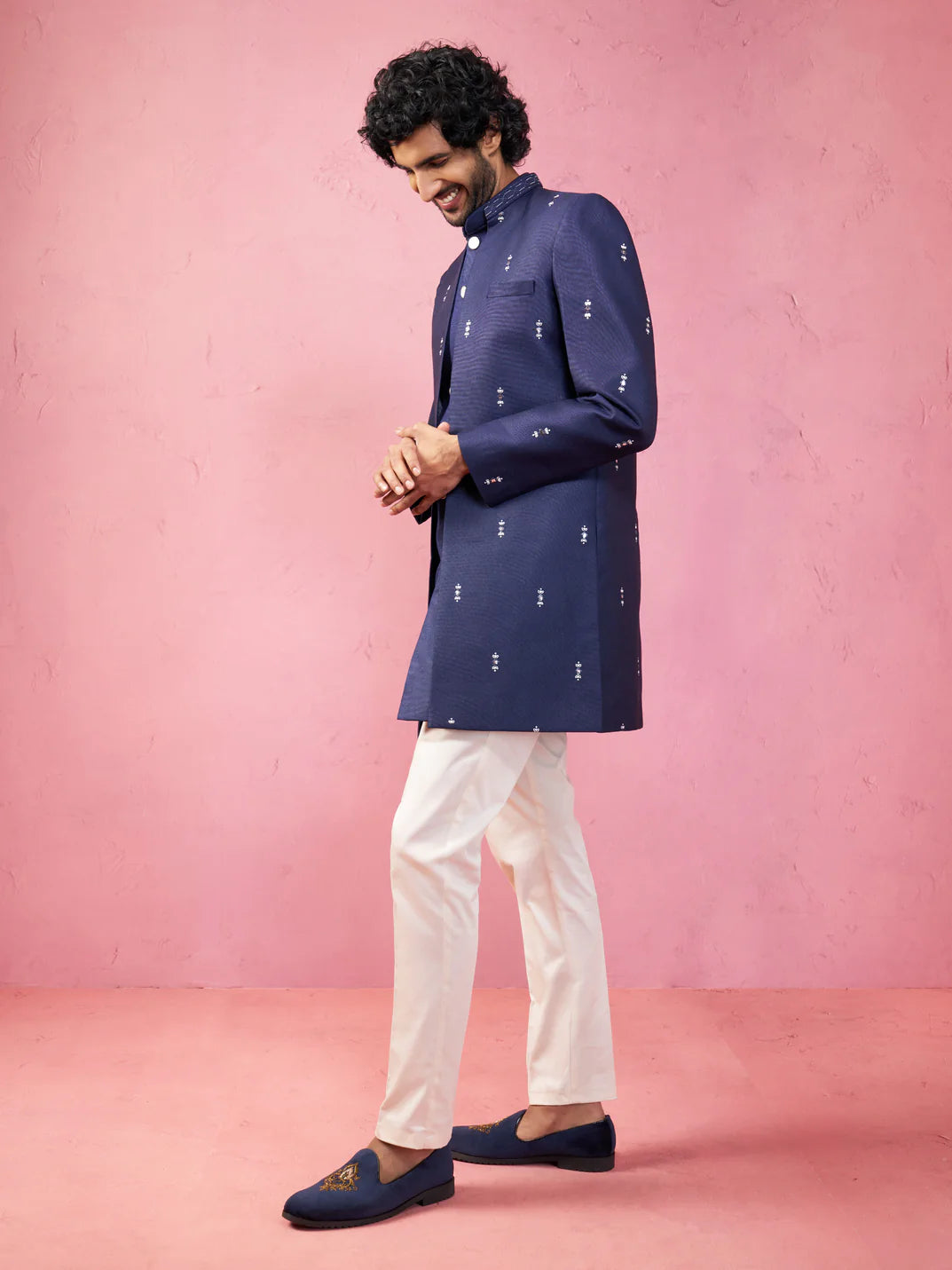 Men’s Embroidered Indo-Western Coat with Kurta & Pyjama Set – Wedding & Festive Traditional Outfit - Rajvari