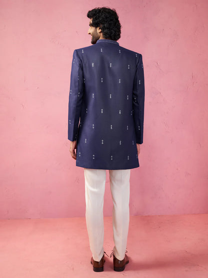 Men’s Embroidered Indo-Western Coat with Kurta & Pyjama Set – Wedding & Festive Traditional Outfit - Rajvari