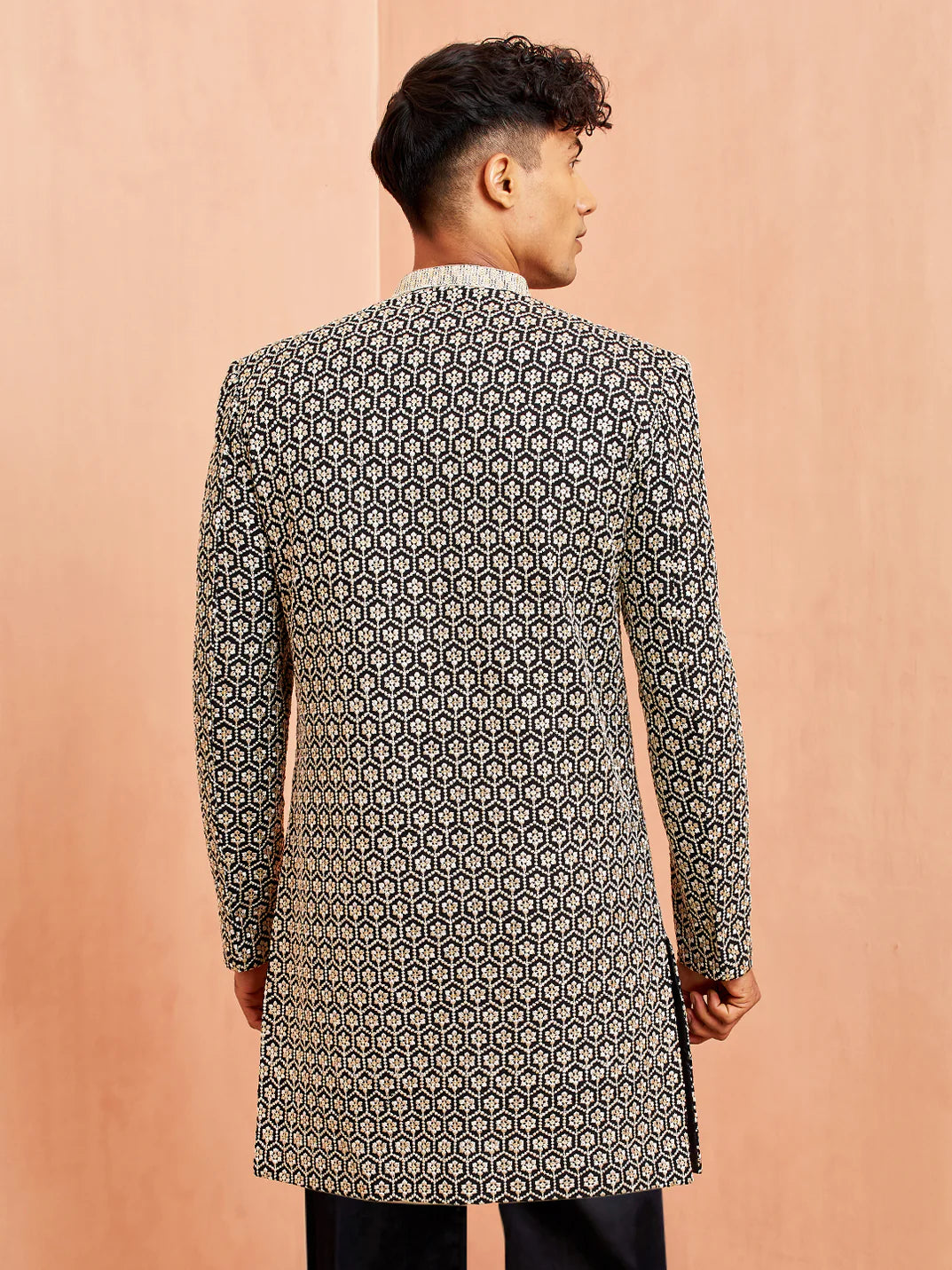 Men’s Black Indo-Western Embroidered Set with Pants – Modern Ethnic Outfit - Rajvari