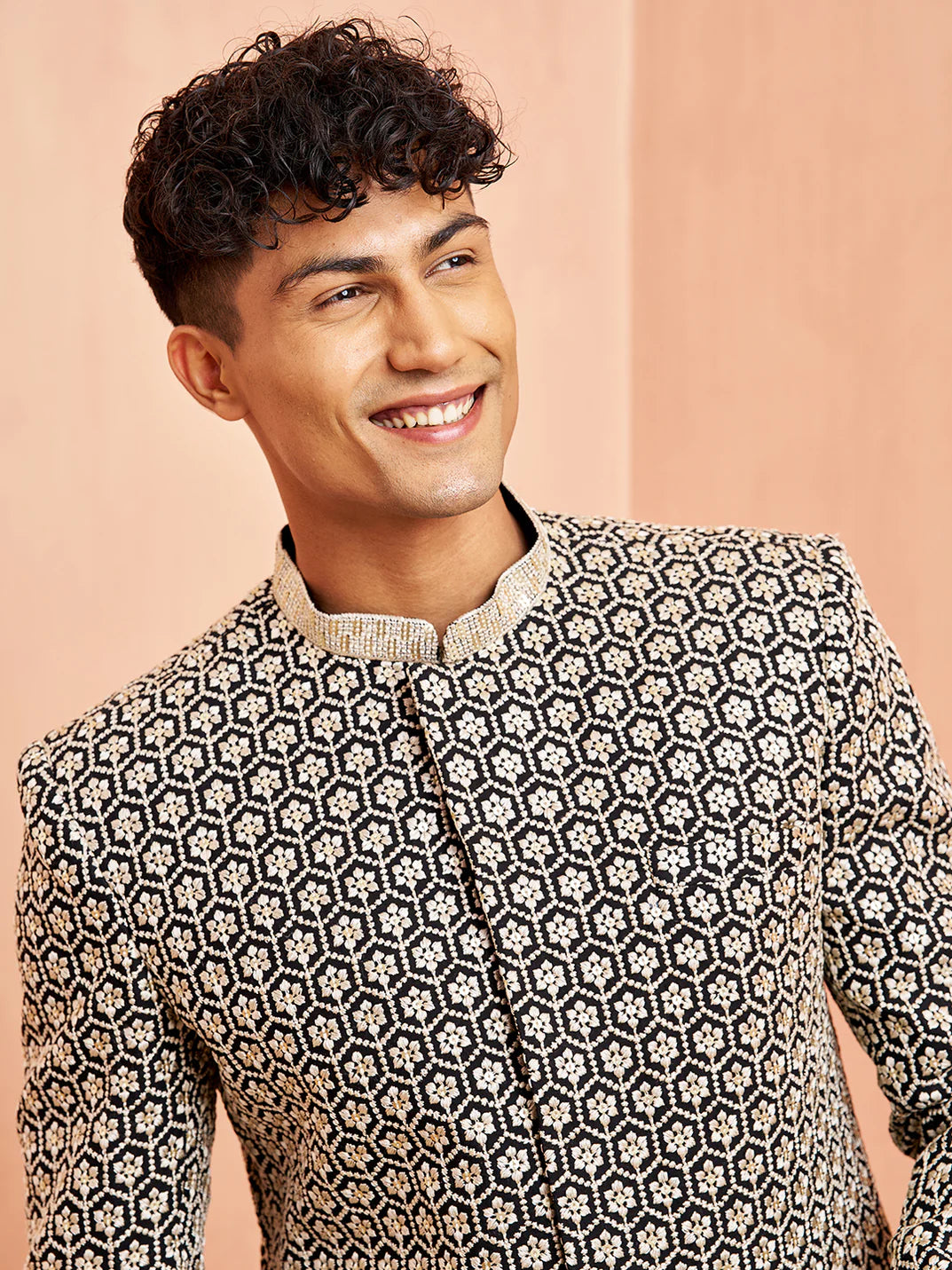 Men’s Black Indo-Western Embroidered Set with Pants – Modern Ethnic Outfit - Rajvari