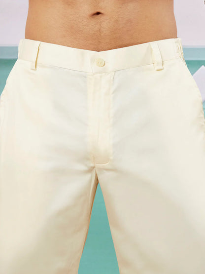 Men’s Peach Embroidered Indo-Western Set with Pyjama – Mandarin Collar Traditional Outfit - Rajvari